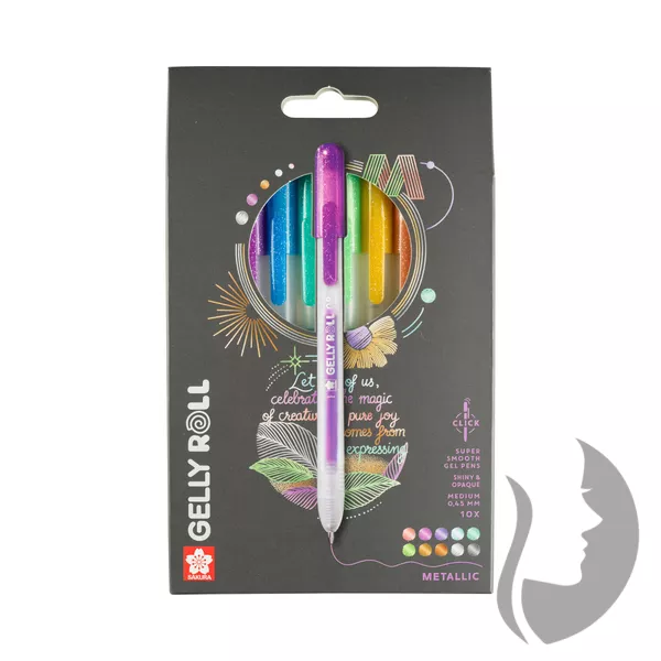 SAKURA Gelly roll METALLIC - zasouvací gelová pera - sada 10 kusů