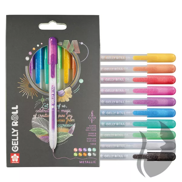 SAKURA Gelly roll METALLIC - zasouvací gelová pera - sada 10 kusů
