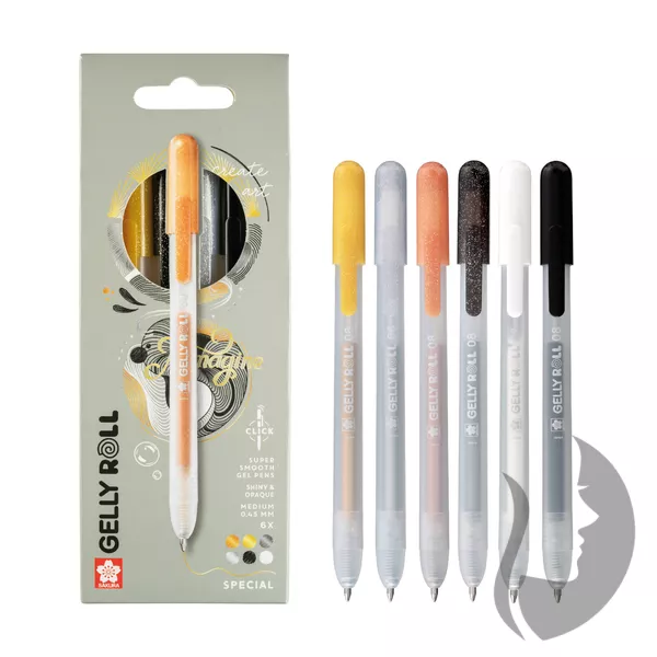 SAKURA Gelly roll SPECIAL - zasouvací gelová pera - sada 6 kusů