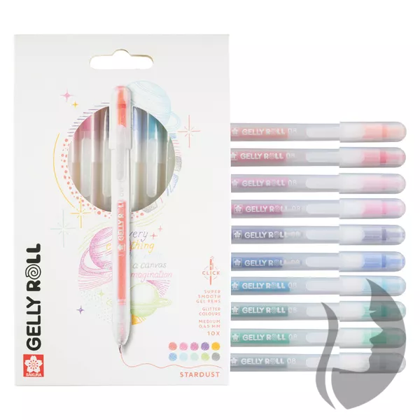 SAKURA Gelly roll STARDUST - zasouvací gelová pera - sada 10 kusů