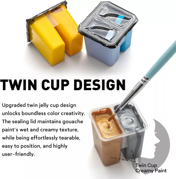 HIMI akrylové barvy Twin Cup Jelly - sada 48 barev (perleťově růžové pouzdro)