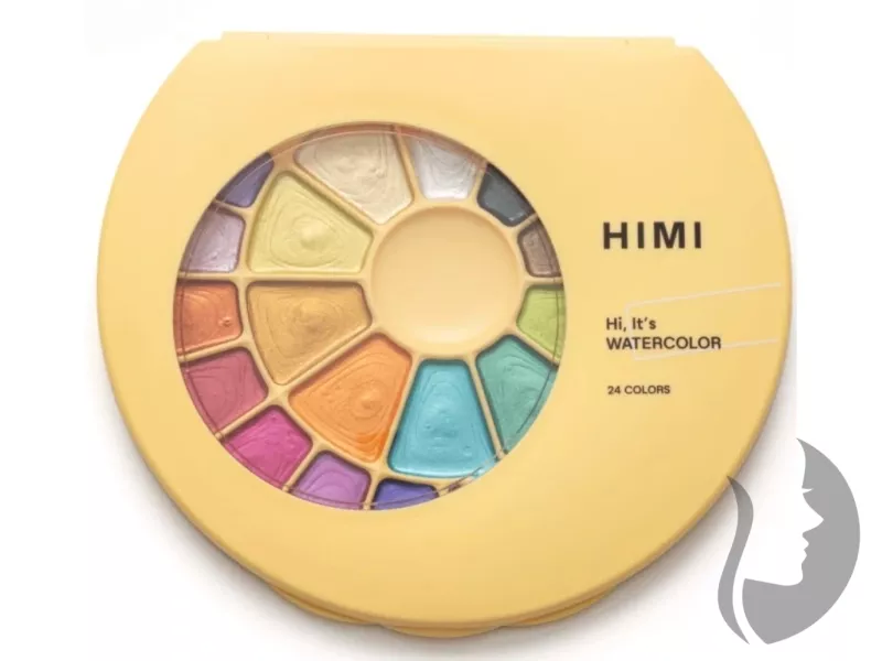 HIMI akvarelové barvy - Semi-Moist (polovlhké) METALICKÉ - 24 barev ve vaničkách - ŽLUTÁ