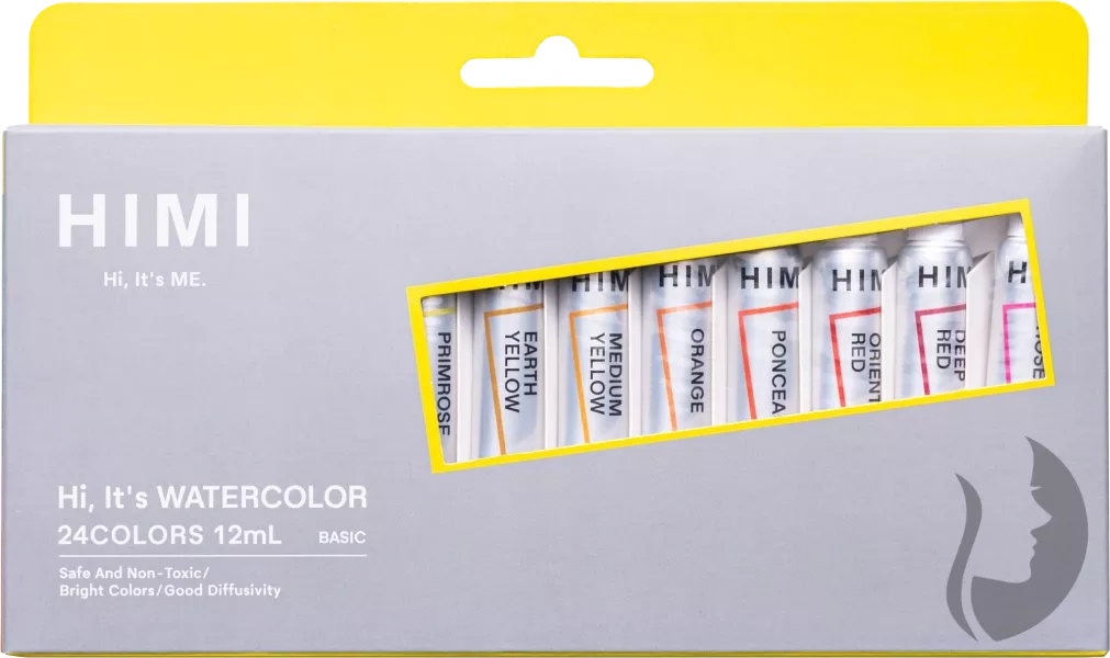 HIMI akvarelové barvy v tubě - sada 24 x 12 ml