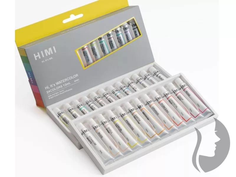 HIMI akvarelové barvy v tubě - sada 24 x 12 ml