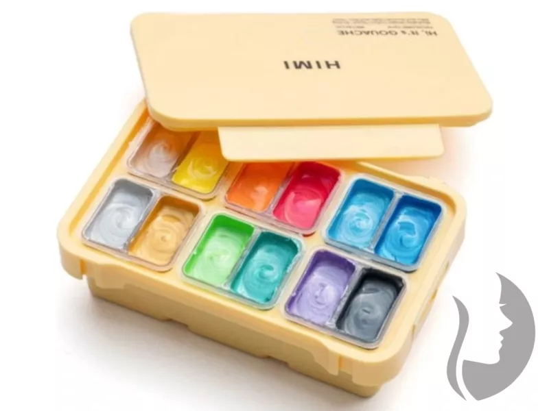 HIMI Gouache Paint Twin Cup - kvašové barvy - sada 12 x 12 ml - METALICKÉ