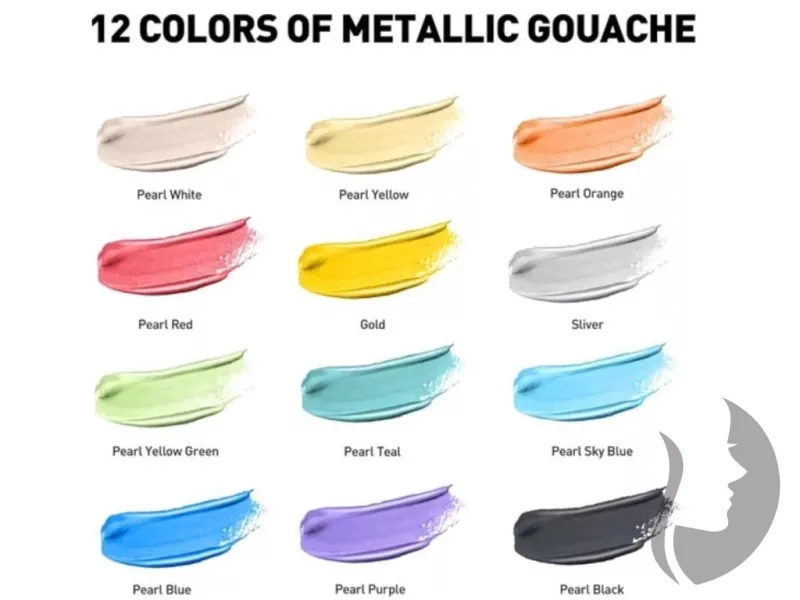 HIMI Gouache Paint Twin Cup - kvašové barvy - sada 12 x 12 ml - METALICKÉ