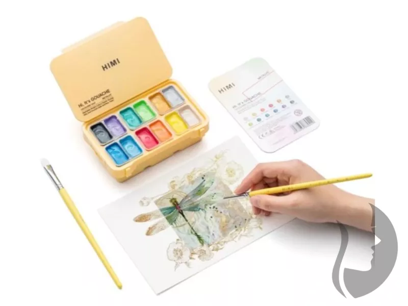 HIMI Gouache Paint Twin Cup - kvašové barvy - sada 12 x 12 ml - METALICKÉ