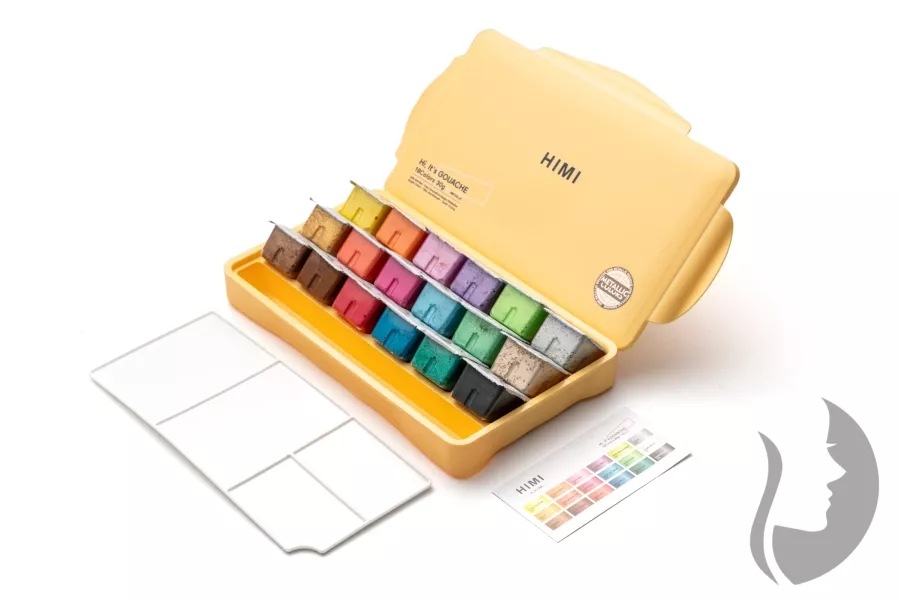 HIMI Jelly Cup Gouache Set - kvašové barvy - sada 18 x 30 ml - METALICKÉ