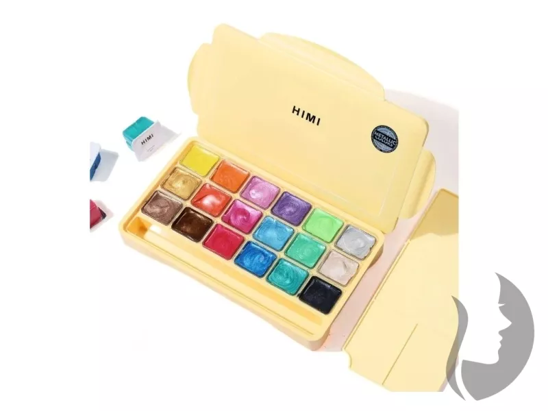 HIMI Jelly Cup Gouache Set - kvašové barvy - sada 18 x 30 ml - METALICKÉ