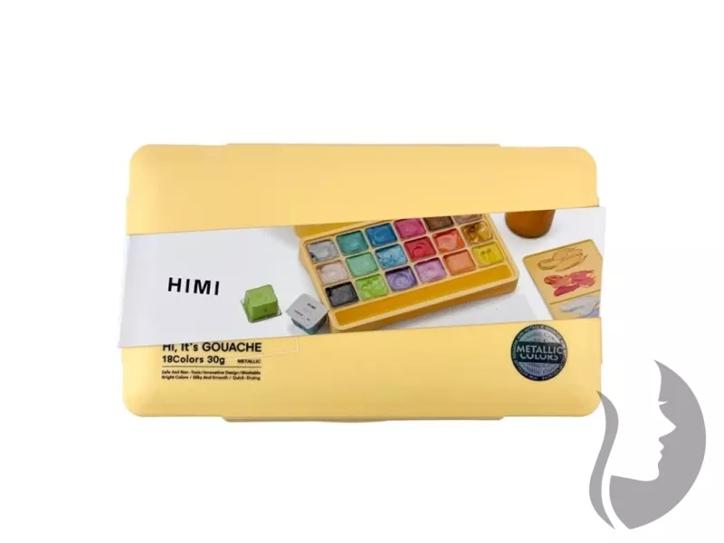 HIMI Jelly Cup Gouache Set - kvašové barvy - sada 18 x 30 ml - METALICKÉ