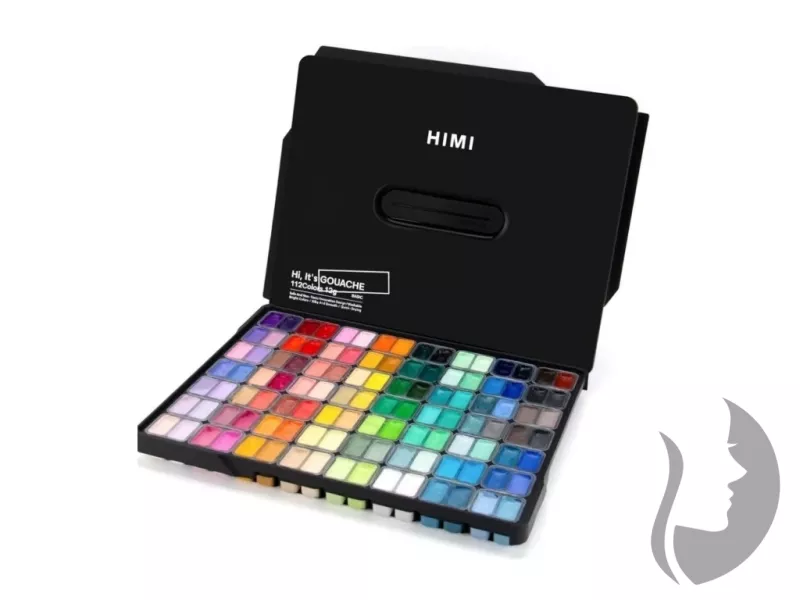 HIMI Twin Cup Gouache Set Black Edition - kvašové barvy - sada 112 x 12 ml - ČERNA