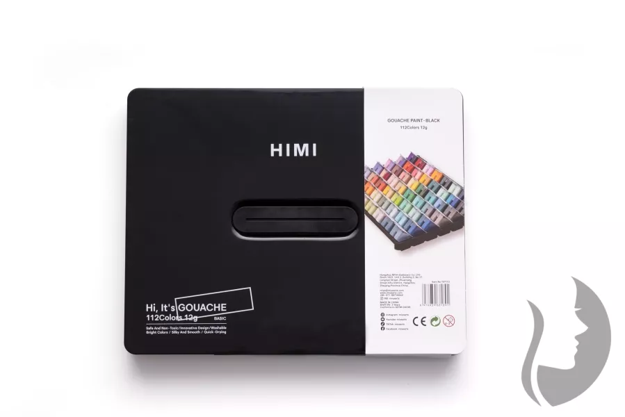 HIMI Twin Cup Gouache Set Black Edition - kvašové barvy - sada 112 x 12 ml - ČERNA