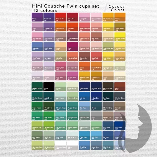 HIMI Twin Cup Gouache Set Blue Edition - kvašové barvy - sada 112 x 12 ml - MODRÁ