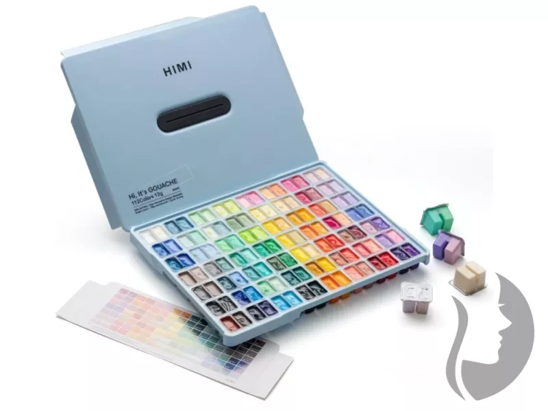 HIMI Twin Cup Gouache Set Blue Edition - kvašové barvy - sada 112 x 12 ml - MODRÁ