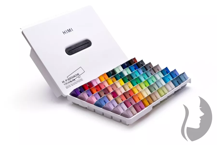 HIMI Twin Cup Gouache Set White Edition - kvašové barvy - sada 112 x 12 ml - BÍLÁ