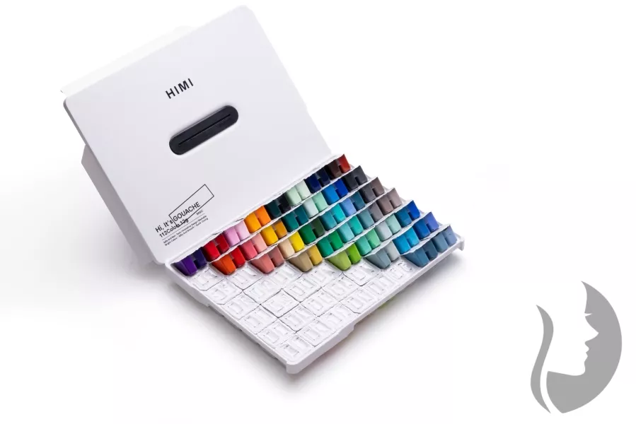 HIMI Twin Cup Gouache Set White Edition - kvašové barvy - sada 112 x 12 ml - BÍLÁ