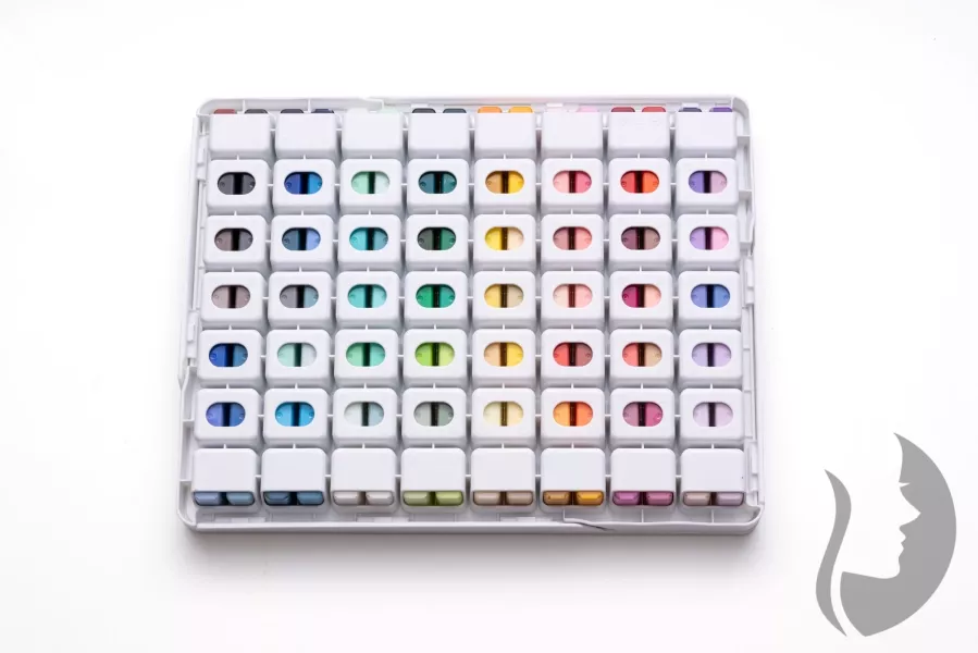 HIMI Twin Cup Gouache Set White Edition - kvašové barvy - sada 112 x 12 ml - BÍLÁ