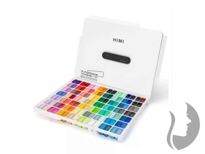 HIMI Twin Cup Gouache Set White Edition - kvašové barvy - sada 112 x 12 ml - BÍLÁ