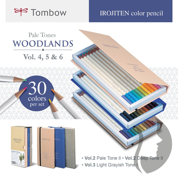 TOMBOW - IROJITEN - umělecké pastelky - sada WOODLANDS 30 ks - (vol.4 - vol.6)
