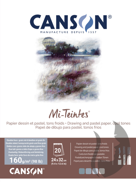 CANSON skicák lepený Mi-Teintes - 24x32cm 20l 160g - Grey/blue tones