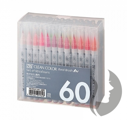 ZIG Kuretake Clean Color Real Brush Pen - sada 60 ks