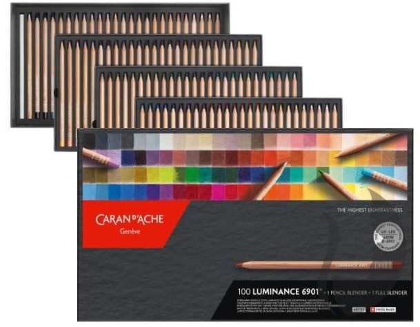 Caran d´Ache LUMINANCE - umělecké pastelky - sada 100 ks + 2x blender