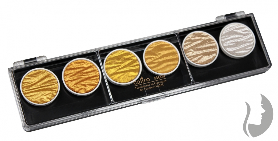 COLIRO Pearl Color Set GOLD & SILVER - sada 6 ks - perleťové akvarelové barvy