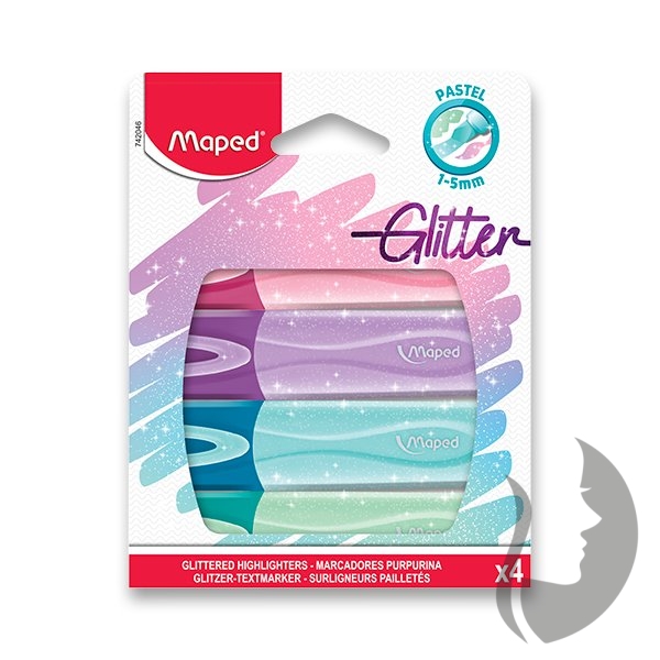 Maped Glittered Highlighters PASTEL - třpytivé zvýrazňovače - sada 4 ks