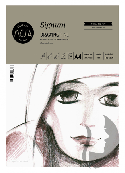 MUSA Signum - DRAWING FINE (Disegno) - blok na skicování a kresbu - (200 g/m2, 30 listů) - rozměr A4