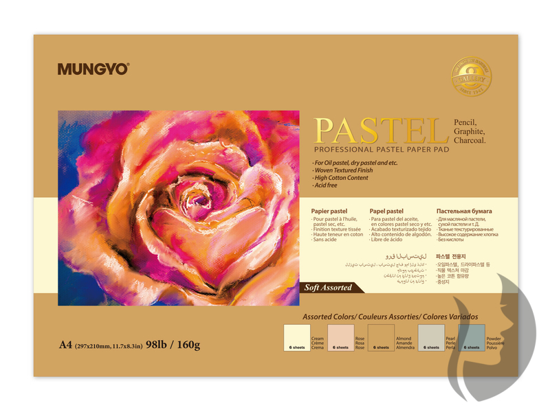 MUNGYO Pastel paper pad - skicák na pastel (160 g/m2, 30 listů) - A4 - SOFT TONES