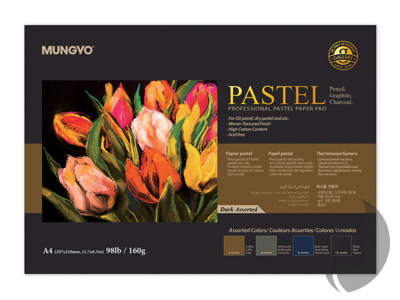 MUNGYO Pastel paper pad - skicák na pastel (160 g/m2) - DARK TONES - 2 rozměry