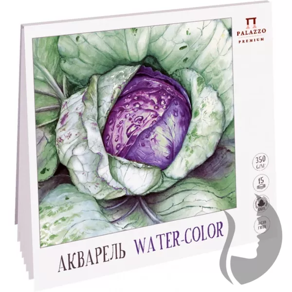 PALAZZO Premium - Watercolor sketchbook - akvarelový papír - (350 g/m2, 23,5 x 23,5 cm) - ZAHRADA