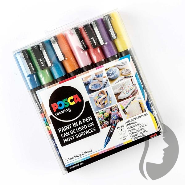 POSCA (UNI) Dekorační popisovač 3M - Sparkling Colours - sada 8 třpytivých barev