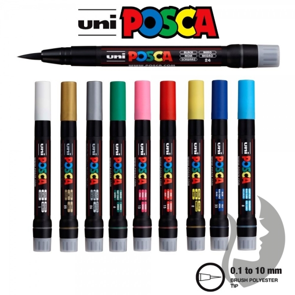 POSCA (UNI) Dekorační popisovač PCF-350 - 10 barev - štětečkový hrot