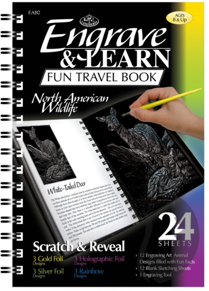 Engrave & Learn Fun Travel Book - NORTH AMERICAN WILDLIFE - vyškrabávání