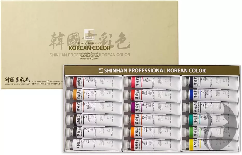 ShinHan Professional KOREAN COLOR - tradiční korejské barvy v tubě - sada 18  x 20 ml