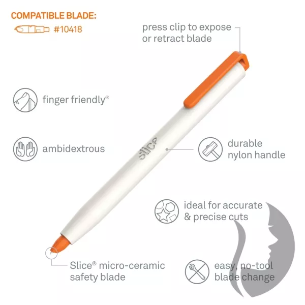 SLICE Retractable precision cutter SKU 10417 - keramický vyškrabávací nožík - NIKOL - 3. VARIANTA - BÍLÝ - ZATAHOVACÍ