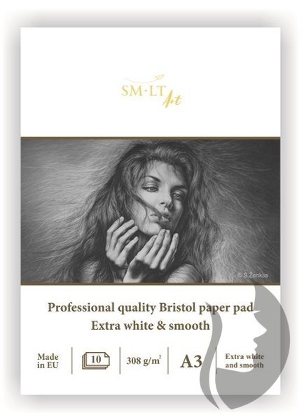 SM-LT Art BRISTOL Extra white & smooth - lepená vazba - 308 g/m2 - 10 listů