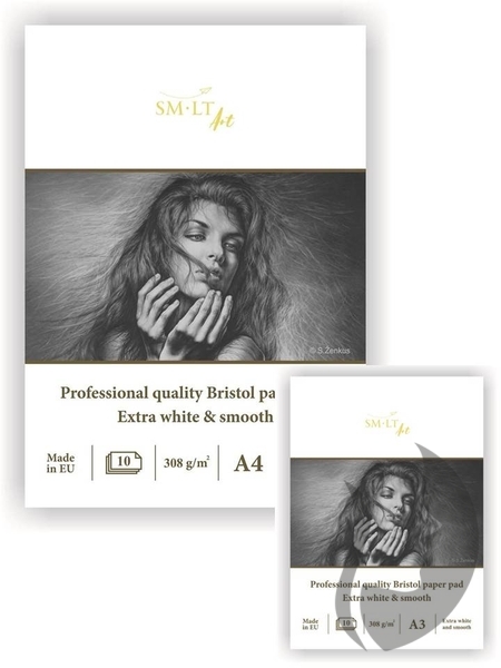 SM-LT Art BRISTOL Extra white & smooth - lepená vazba - 308 g/m2 - 10 listů