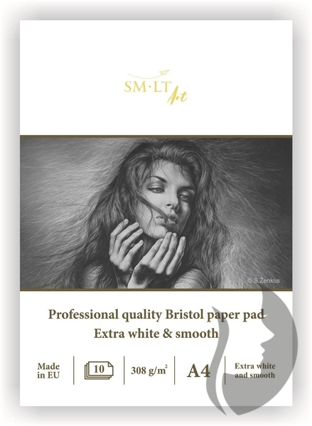 SM-LT Art BRISTOL Extra white & smooth - lepená vazba - 308 g/m2 - 10 listů