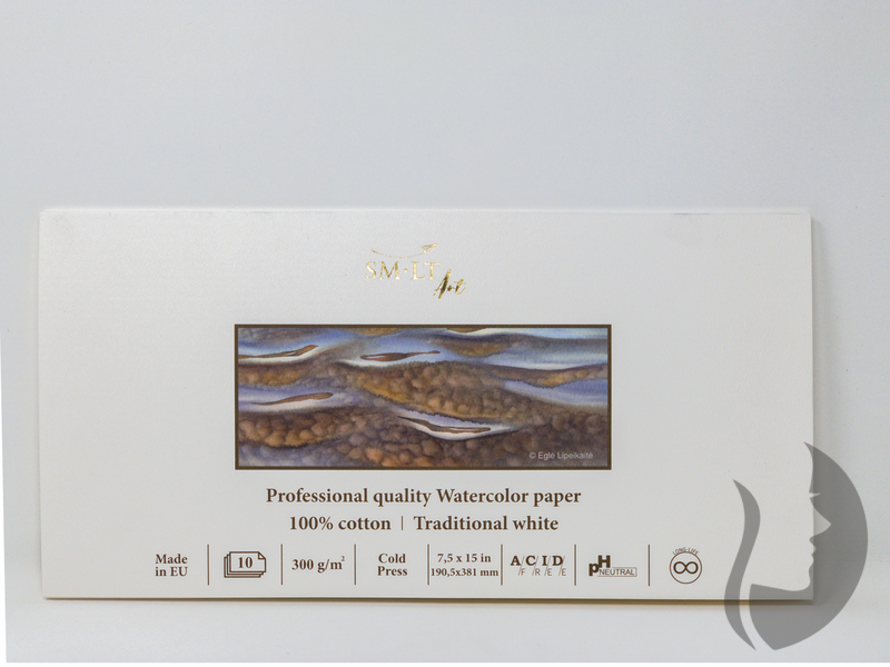 SM-LT Professional quality watercolour - 100% cotton, 300 g/m3, 190,5 x 381 mmm, 10 listů