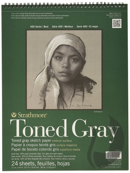 STRATHMORE Toned Gray - kroužková vazba (118 g/m2, 24 listů)