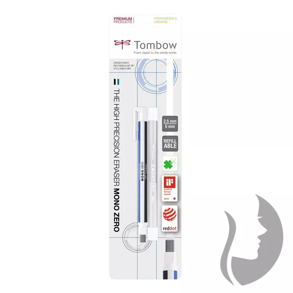 TOMBOW - Mono Zero pryž v tužce - tenká guma plochá 2,5 mm - sada tužky a náhraní náplně