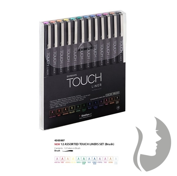 TOUCH Liner Brush - ShinHan Art - sada 12 ks - barevné štětcové