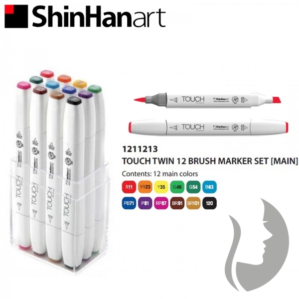 TOUCH Twin Brush Marker - oboustranný fix - ShinHan Art - sada 12 ks - MAIN COLOURS