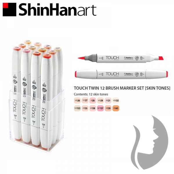 Shinhan Touch Twin 12 Brush Marker Set Skin Tones