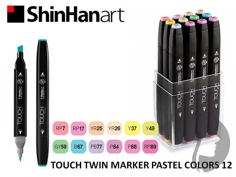 TOUCH Twin Marker - oboustranný fix - ShinHan Art - sada 12 ks - PASTEL COLORS