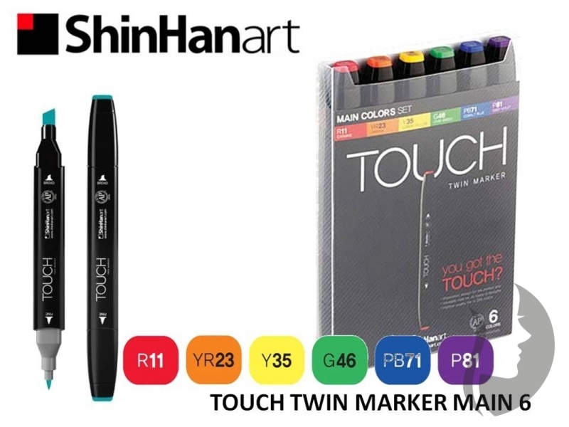 TOUCH Twin Marker - oboustranný fix - ShinHan Art - sada 6 ks - MAIN COLORS