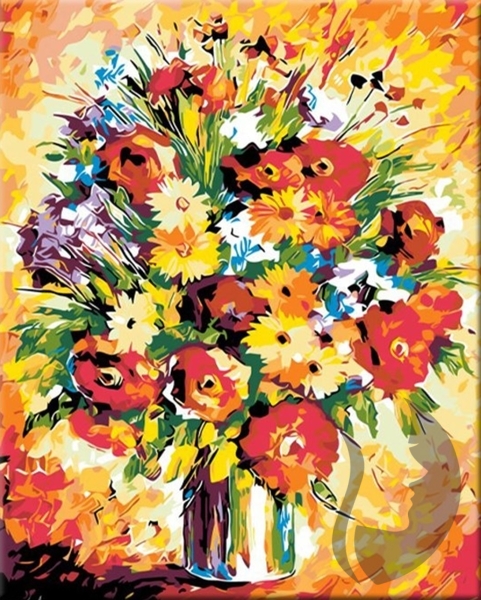 Malování podle čisel - Velká kytice lučního kvítí - 40 x 50 cm - obtížnost 3 (Střední)
