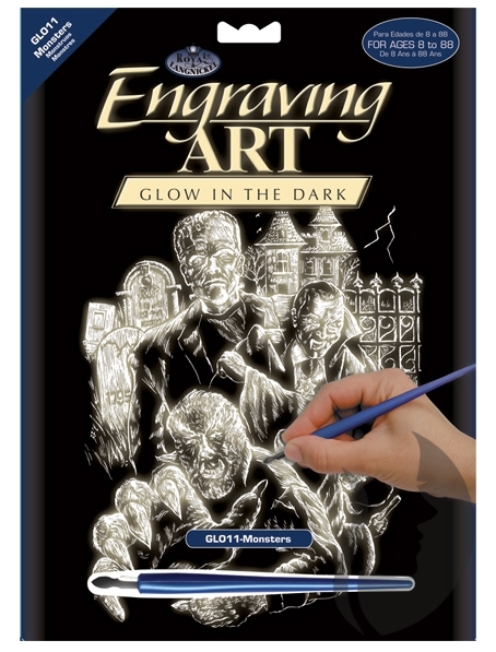 Engraving Art  - MONTERS - Glow in the dark - vyškrabávácí obrázek